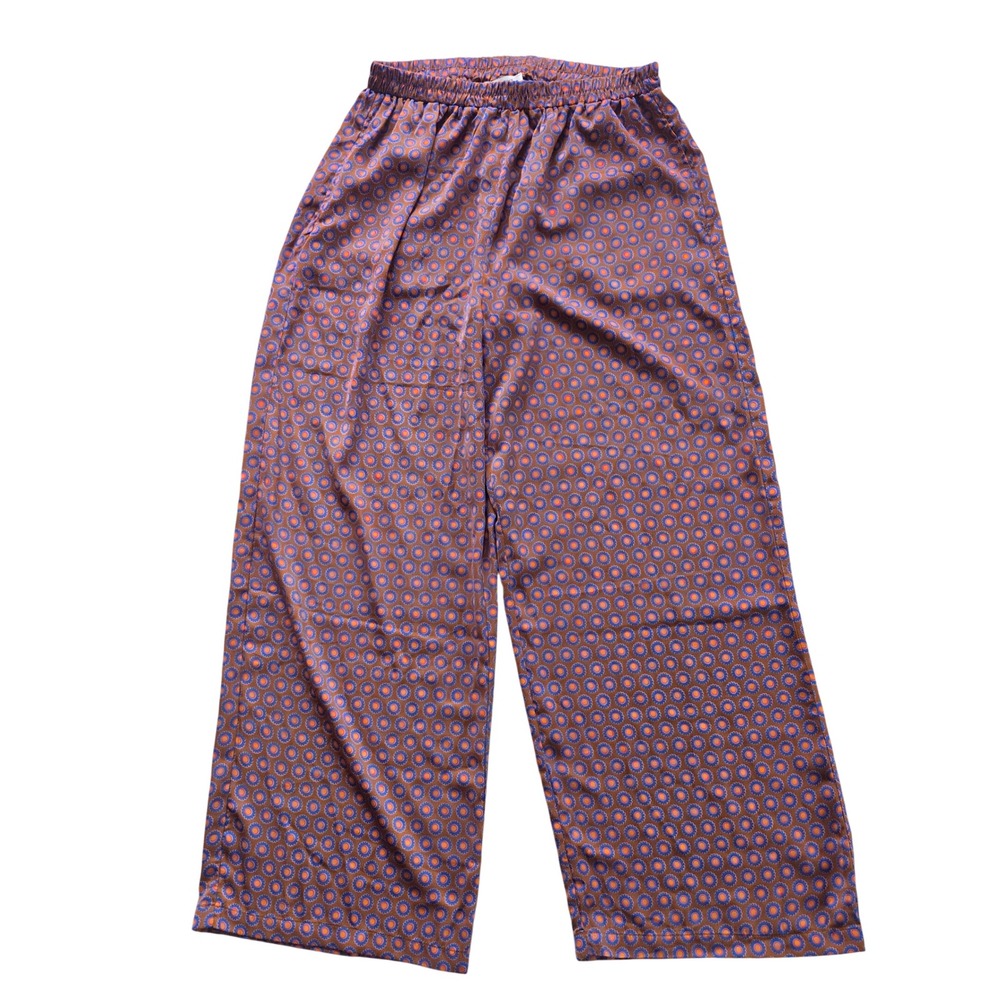 Rose + Olive Boho Set Geometric Print 2 Piece Long Sleeve Shirt Wide Leg Pants L - Picture 8 of 15